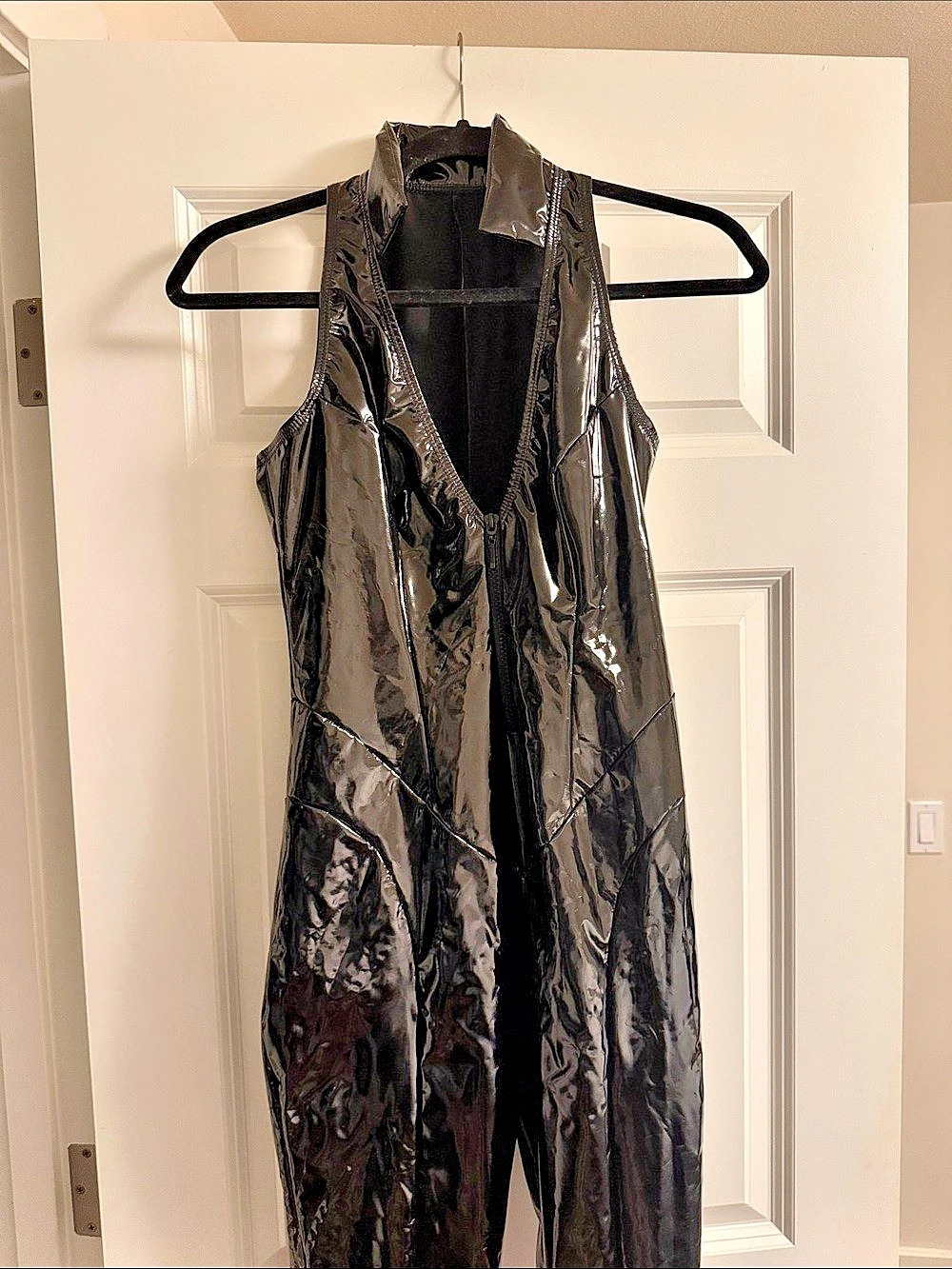 BANIKA Black Glossy Sleeveless Jumpsuit